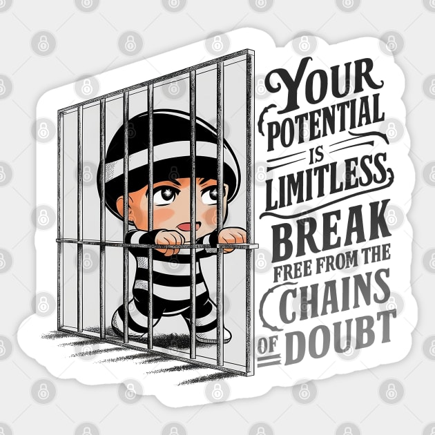 Your potential is limitless, break free from the chains of doubt Sticker by QuirkyCil